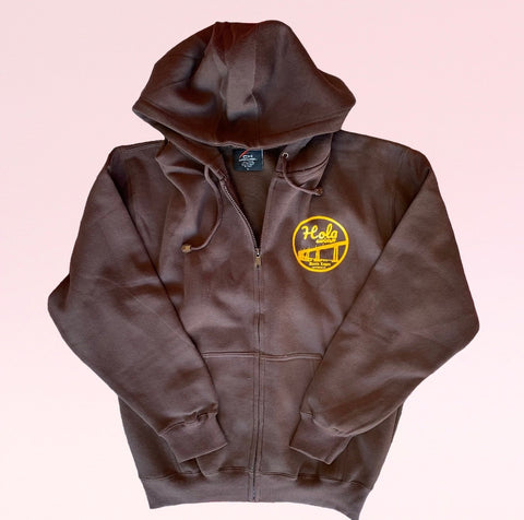 Hola Zipper Hoodie Sweatshirt Brown